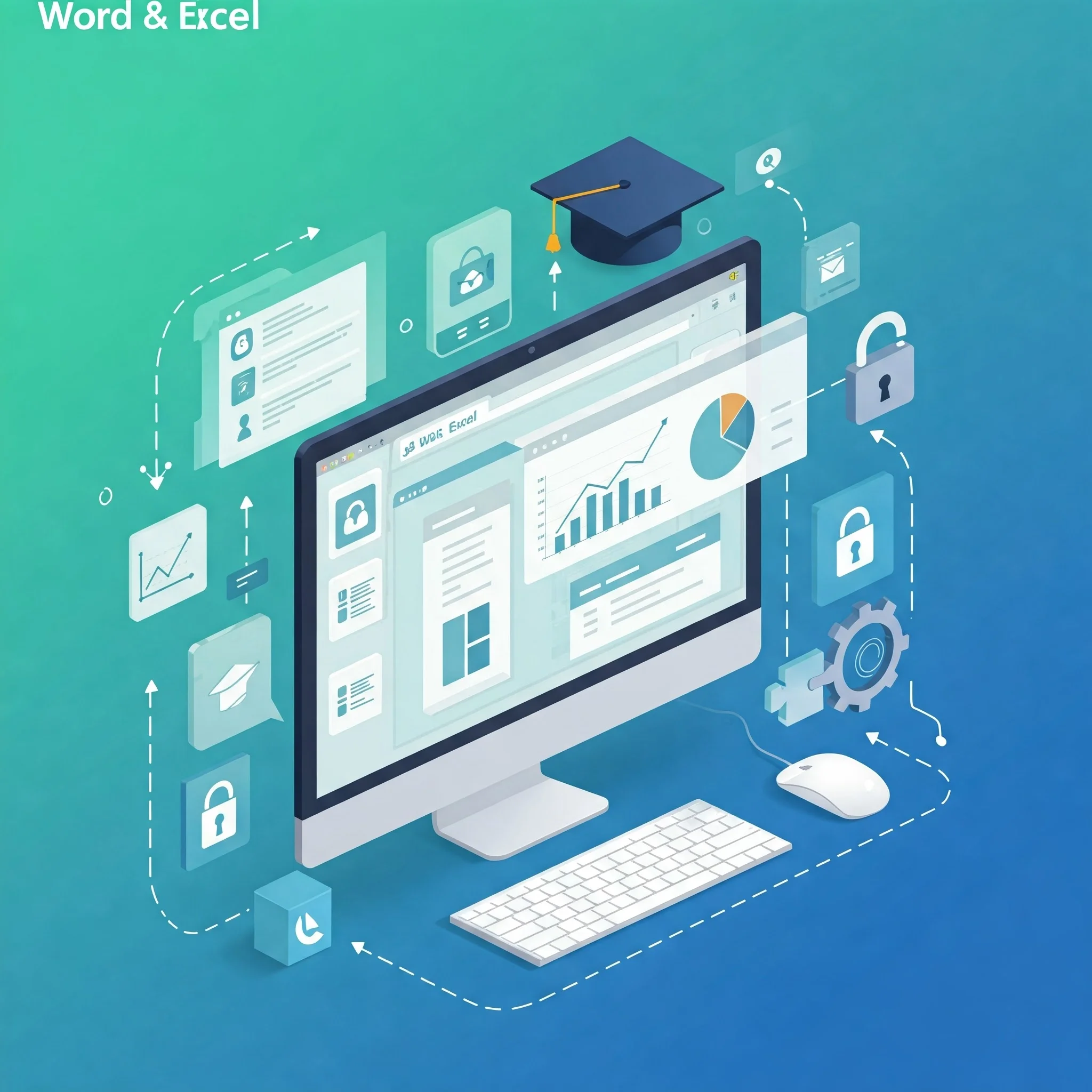 Imagem que representa as funcionalidades do pacote office